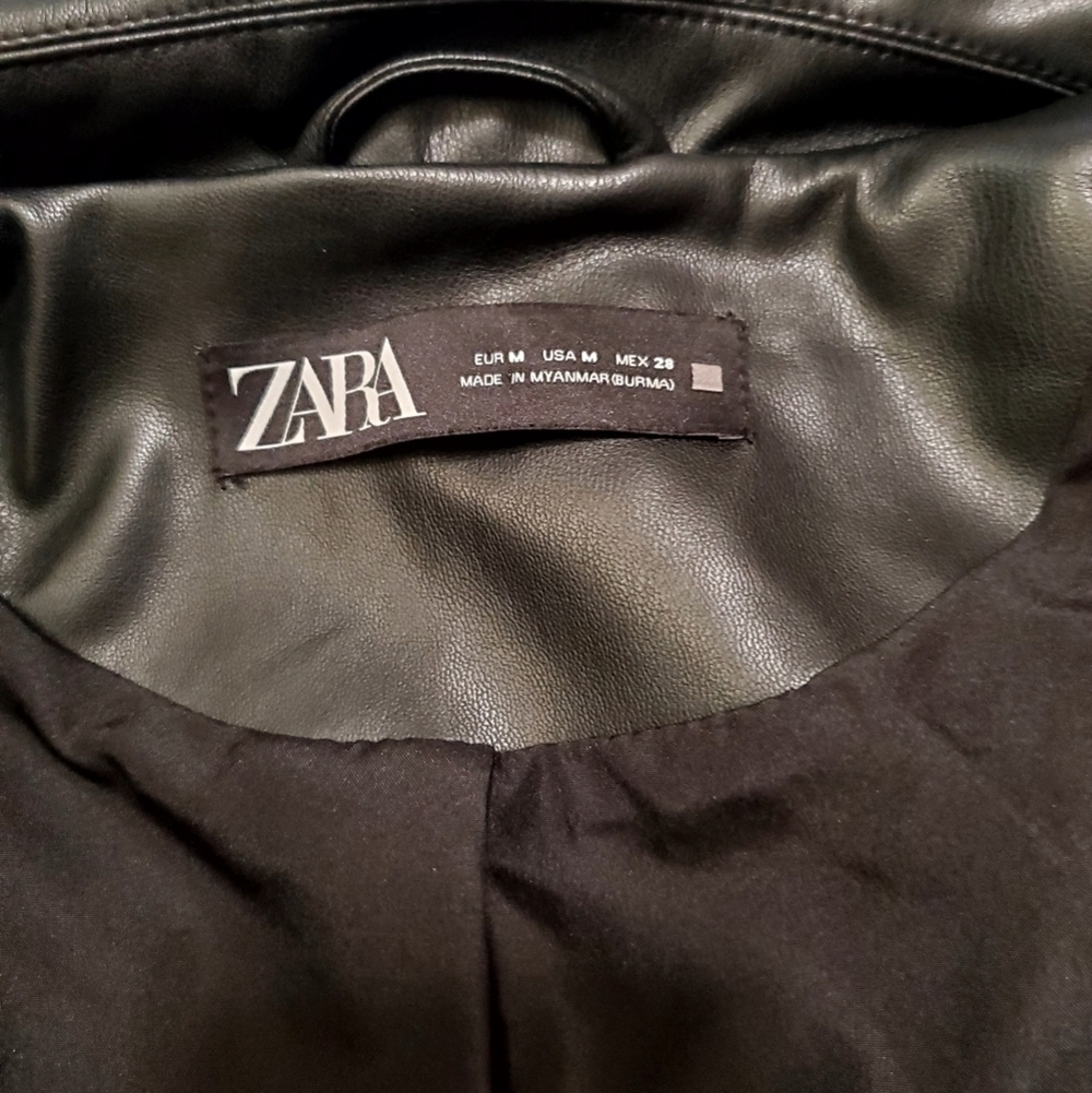 Zara Faux Leather Motorcycle Jacket Size Medium - Picture 8 of 9